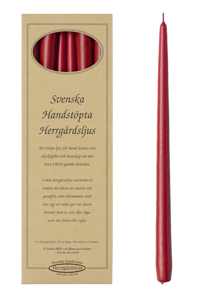 Herrgårdsljus 6-pack - 38cm - Röd