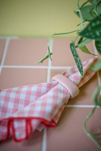Servett - Rutig - Rosa
