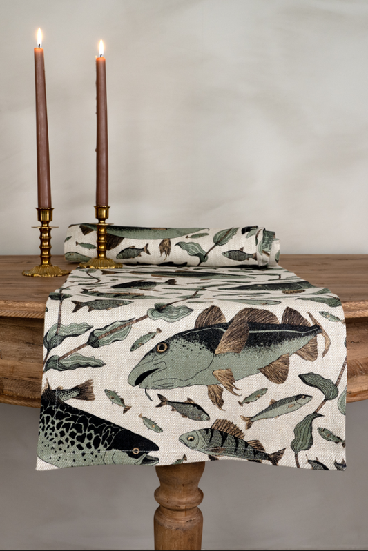 Löpare 35x150cm - Havsliv - Sjögrön