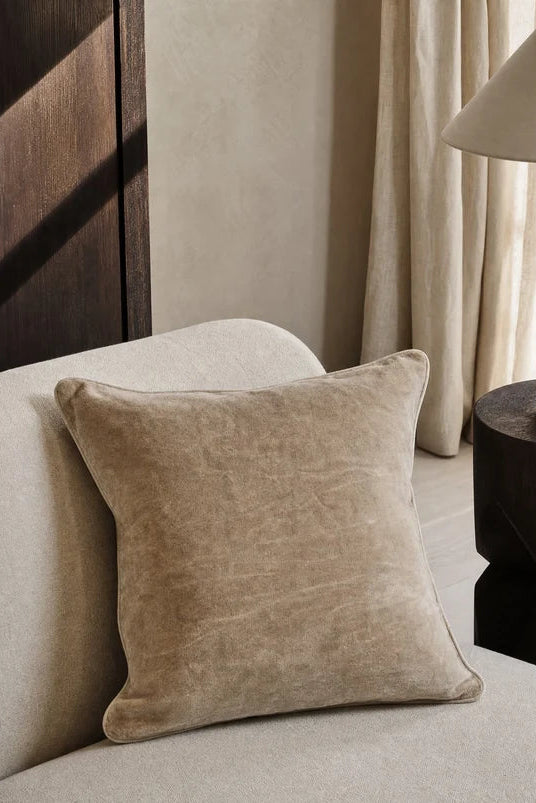 Kuddfodral 50x50cm - Velvet - Stonewash Beige