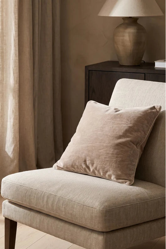 Kuddfodral 50x50cm - Velvet - Stonewash Beige