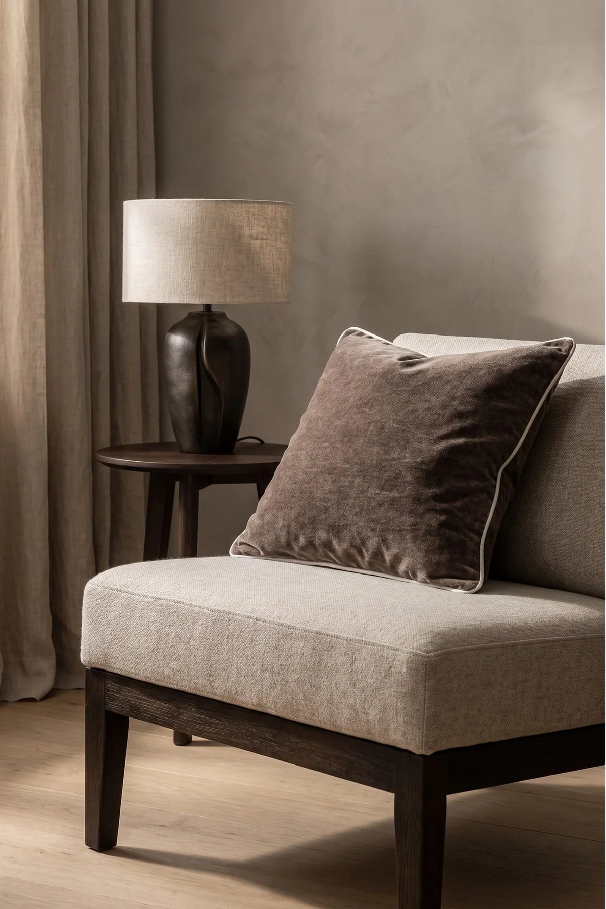Kuddfodral 50x50cm - Velvet - Stonewash Brown