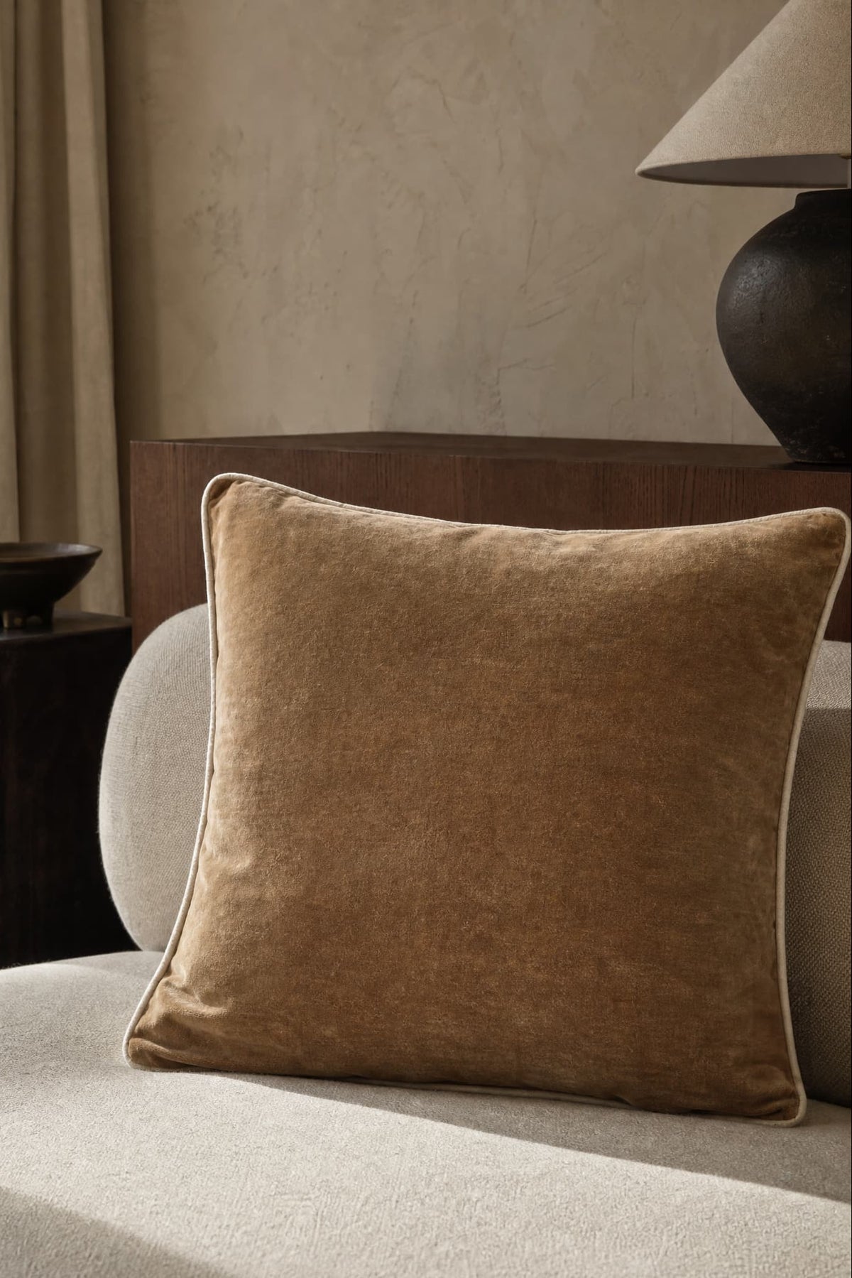 Kuddfodral 50x50cm - Velvet - Stonewash Gold