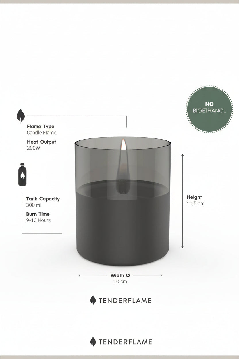 Lykta 10cm - Lilly - Svart/Smoke