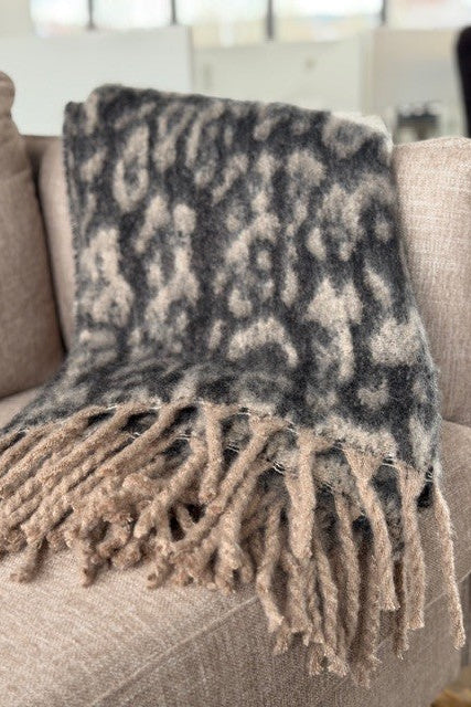 Pläd - Leopard - Beige/Svart