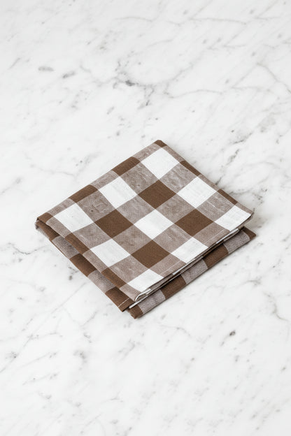 Kökshandduk 50x70cm - Gingham - Brun
