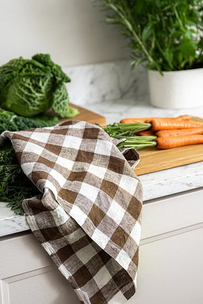 Kökshandduk 50x70cm - Gingham - Brun