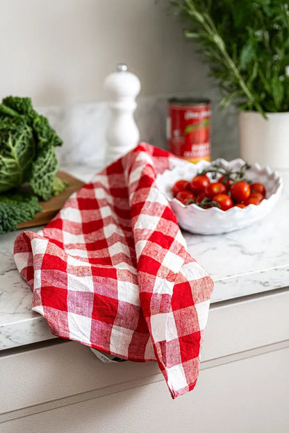 Kökshandduk 50x70cm - Gingham - Röd