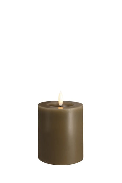LED-Ljus 74x100mm - Melted Pillar - Dark Sand