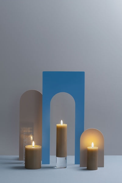 LED-Ljus 74x100mm - Melted Pillar - Sand