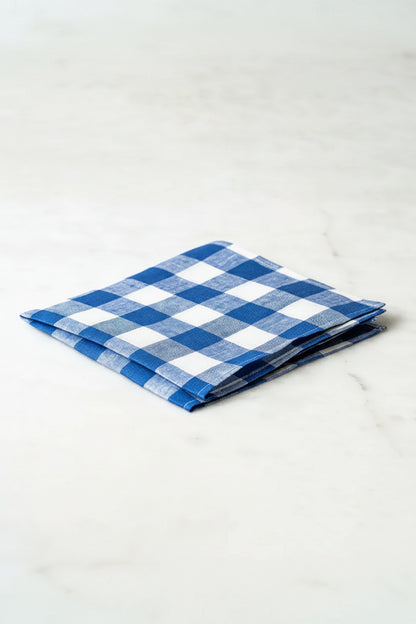 Linneservett - Gingham - Blå
