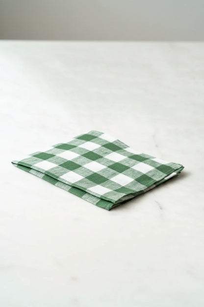 Linneservett - Gingham - Grön