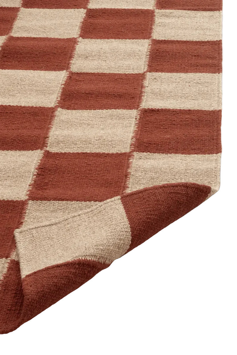 Gångmatta 80x200cm - Square - Terracotta/Natur