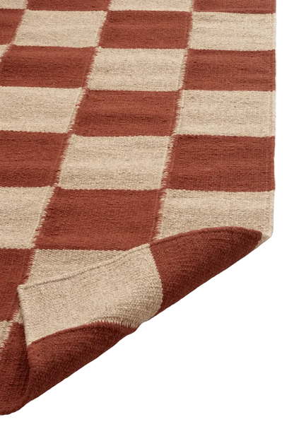 Gångmatta 80x200cm - Square - Terracotta/Natur