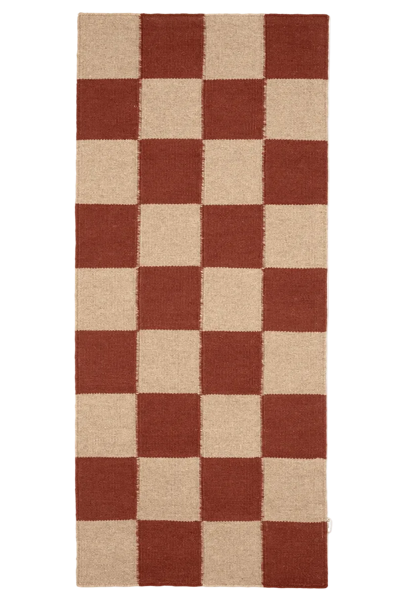 Gångmatta 80x200cm - Square - Terracotta/Natur