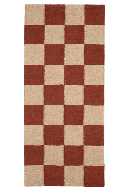 Gångmatta 80x200cm - Square - Terracotta/Natur