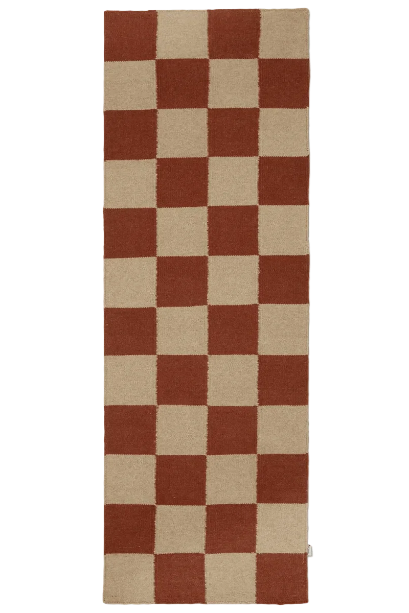 Gångmatta 80x240cm - Square - Terracotta/Natur