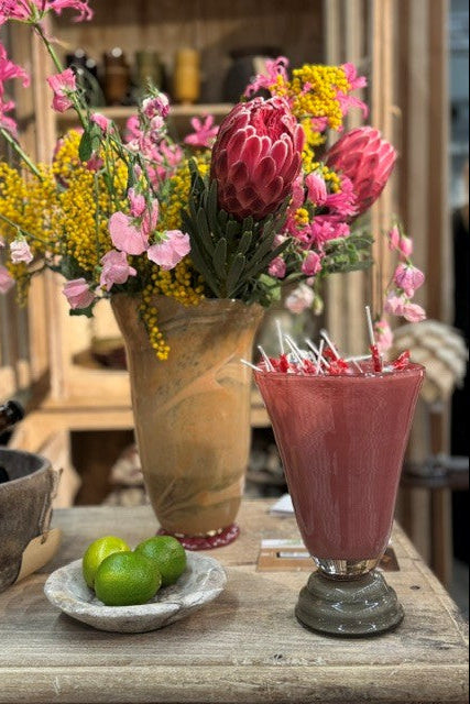 Vas färgat glas - Gammelrosa
